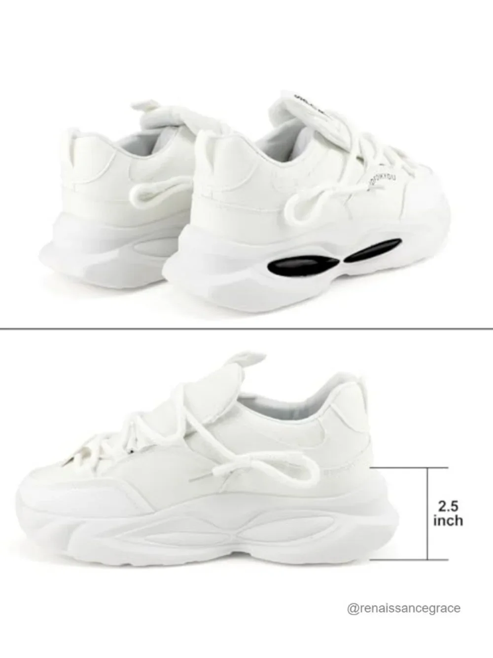 Chunky Sneakers Men Faux Leather Lace Up Platform Casual Non Slip Shoes